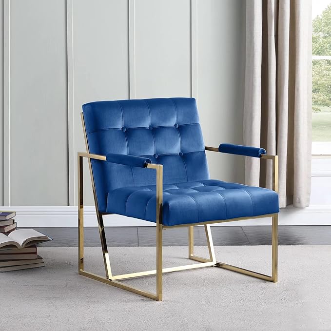 Morden Fort Luxury Chair for Living Room Accent Chair with Golden Metal Frame