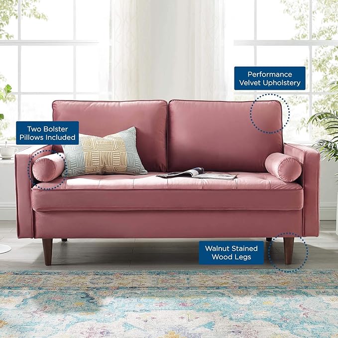 Modway Valour Performance Velvet Loveseat Dusty Rose Valour Performance Velvet Loveseat