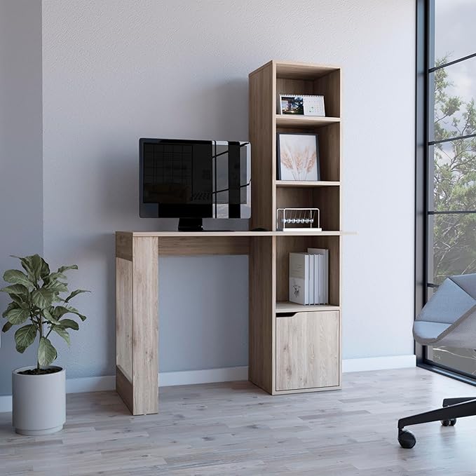 Home Office Desk Computer Desk with Bookcase and Cabinet25.1 W x 17.7 D