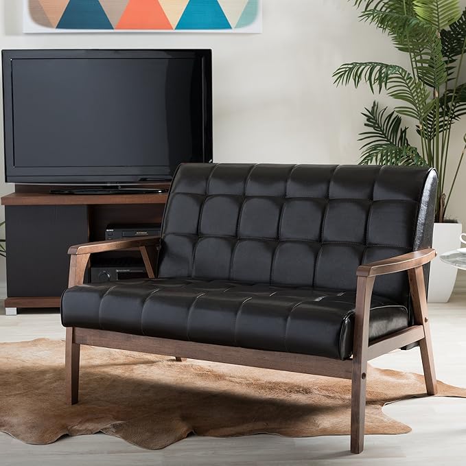 Baxton Studio Mid-Century Masterpieces Love Seat Brown