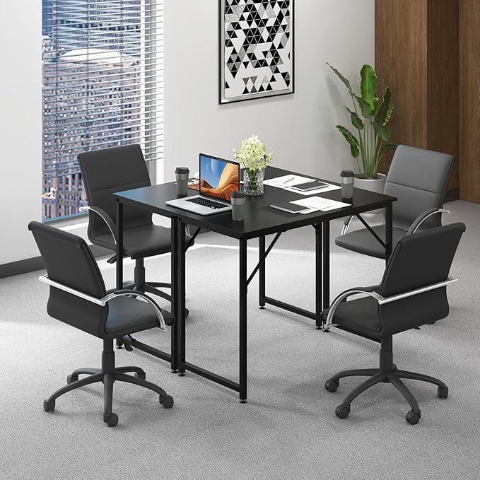 Giantex 40-Inch Black Small Computer Desk Home Office Writing Desk with Heavy-Duty Metal Frame Modern Simple Gaming Table PC Workstation Versatile Small Desk for Bedroom