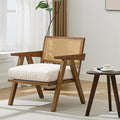 Garvee Mid-Century Modern Accent Chair Linen Upholstered Lounge Chair with Wood Frame Soft Cushion - Comfortable Reading Armchair for Living Room Bedroom Office - Beige 1 PCS