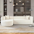 Modern Modular L-Shape Sectional Sofa Couch with Curved Design and Two Throw Pillowsfor Living Room Apartment Study Office (Beige@Curved)