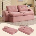 Sofa Bed Couch Convertible Futon Sofa Bed Foldable Boneless Couch No Assembly Love Seat Mattress Sleeper for Living Room Bedroom Apartment Pink