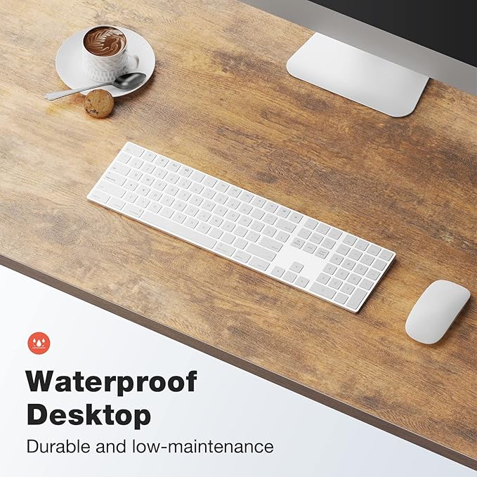 Sweetcrispy Computer Small Office Desk 40 Inch Student Kids Study Writing Work with Headphone Hooks &amp Storage Bag Modern Simple PC Home Bedroom Table - Brown