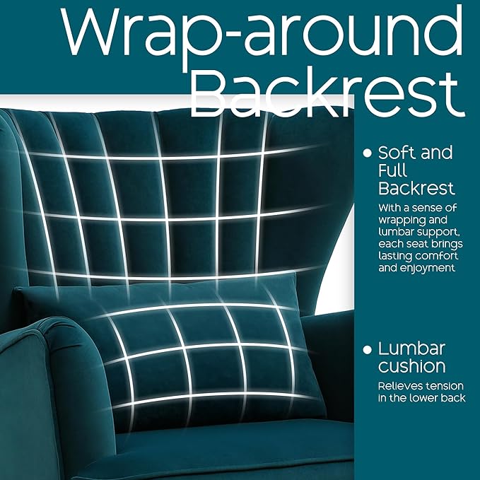 Modern Accent Chair Comfy Wingback Armchair with Pillow Upholstered Shell Chair Reading Chair for Bedroom Living Room Small SpacesDressing Room Light Blue
