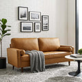 Modway Valour 73 Leather Tufted Sofa in Tan