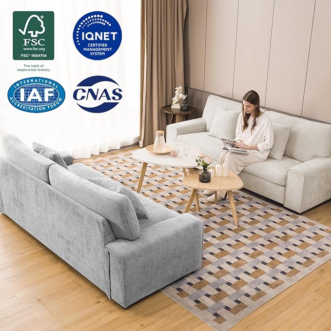 DOPEDIO Modern Loveseat Sofa for Living RoomChenille Recliner Removable Cover Spring Cushions Solid Wood Frame Easy Assembly for Small Spaces (88.58inchBrown)