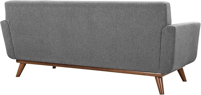Modway Engage Mid-Century Modern Upholstered Fabric Loveseat in Expectation Gray