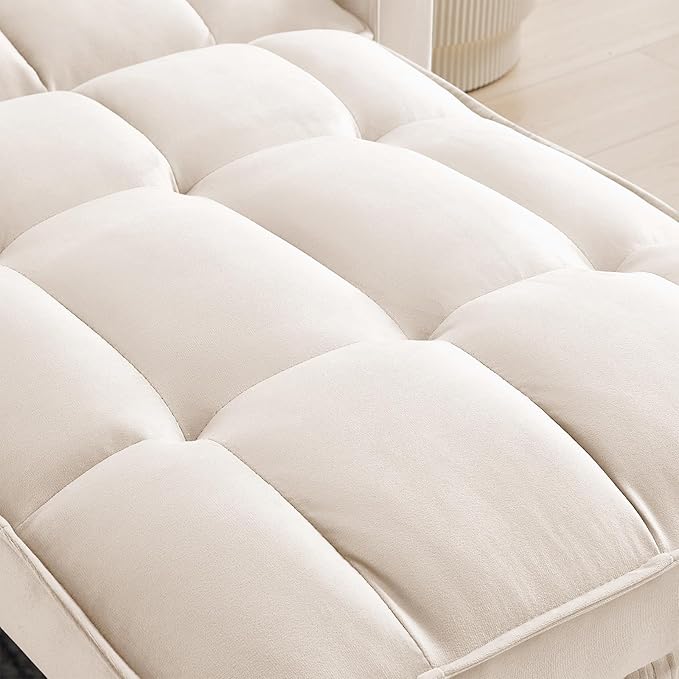 Antetek Sleeper Sofa Chair Bed Convertible Velvet Single Pull Out Sofa Chair Modern Tufted Living Room Reading Chair with Adjustable Backrest/Pillow for Small Spaces Apartment Office Beige