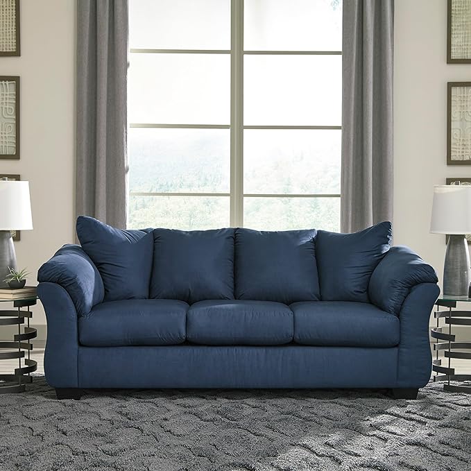 Signature Design by Ashley Darcy Casual Plush Sofa Dark Blue