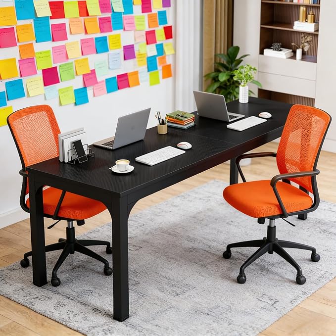 78 Inch Long Computer Desk 2 Person Executive Office Desk Extra Large Double Workstation Simple Study Student Writing Table for Home Office (Black)