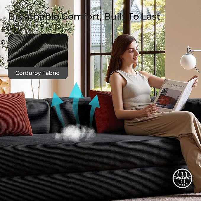 5-in-1 Folding Convertible Sofa Bed Loveseat Sleeper with Pull-Out Bed Floor Sofa Modular Futon Couch 79 Oversized Corduroy Upholstered Boneless Couch for Living Room Bedroom Lounge Grey-A