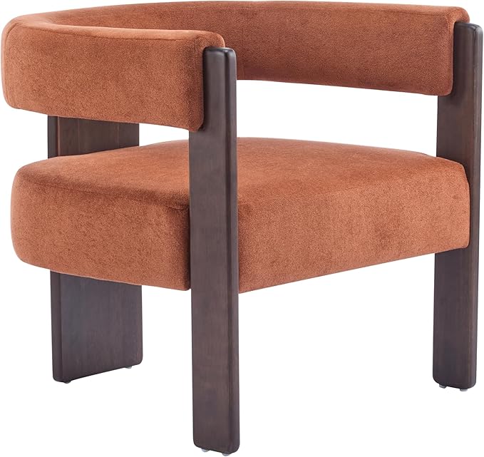 Christopher Knight Home Nettie Modern Accent Chair for Living Room Velvet Fabric Single Lounge Sofa Chair with Wooden Frame Comfy Reading Chair for Bedroom Lounge Armchair with CushionBurnt Orange