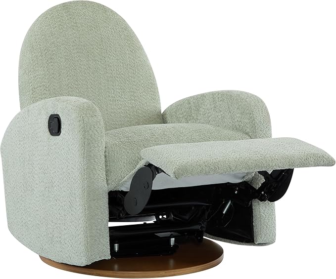 GDFStudio Swivel Glider Recliner Chair Nursery Rocker Recliner Chair with Boucle Upholstered High Back Single Seat Sofa Chair with Deep Seat Manual Nursing Reclining for Living Room Light Green