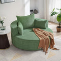 360° Swivel Barrel Chair - Oversized Round Sofa Chair and A Half with Pillows Comfy Modern Upholstered Chenille Deep Seat Circle Chaise Lounge for Living Room Bedroom Office Hotel (Moss Green)