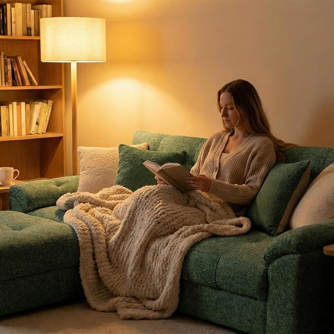 Oversized Modular Sectional Sofa with Adjustable Back Modern Comfy Sectional Couch with Storage Ottoman Deep Seat Chenille Cloud Couch for Living Room Only Single Seat Green