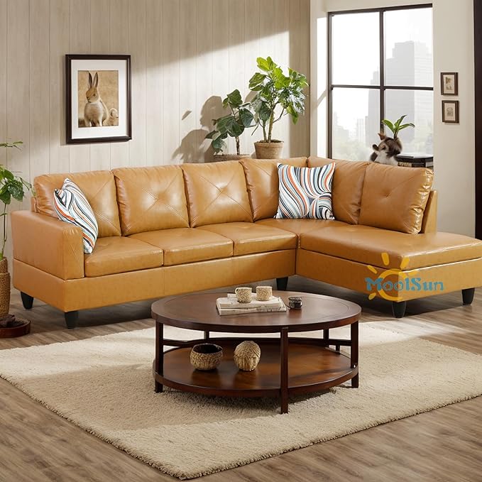 L-Shaped Combination Sofa Set Luxurious Synthetic Leather Living Room Sofa Suitable for Living Rooms Bedrooms Apartments and Offices