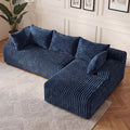 Redlife 95 L-Shaped Modular Sectional Sofa Faux Rabbit Fur Modular Floor Couch with Chaise High-Density 30D Foam Sponge No Assembly Required 5 Pillows Compressed for Living Room (Blue)