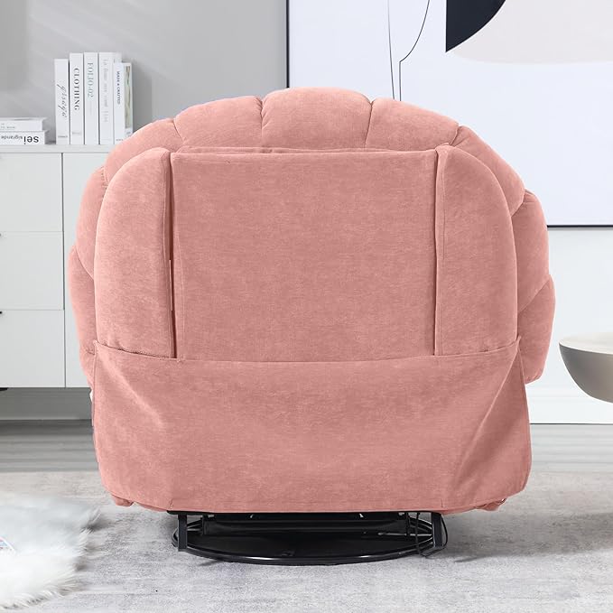 Power Recliner Chair Swivel Comfortable Soft Fabric Shell Shape with Storage 360 Swivel Electric Big Tall Single Reclining Sofa for Adults Living Room Bedroom (Pink)