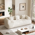 Oversized Sectional Sofa for Living Room Modern Luxury Plush Chenille 3-Seater Extra Deep &amp Wide Seat Curved Cloud Couch with 3 Throw Pillows No Assembly Needed Cream White （91 inch）