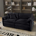 Oversized Chenille Loveseat Sofa 76” Comfy 2 Seater Couch with Deep Seat Modular Love Seat Couch for Living Room Bedroom Apartment Easy Assembly Small Cloud Couch Black