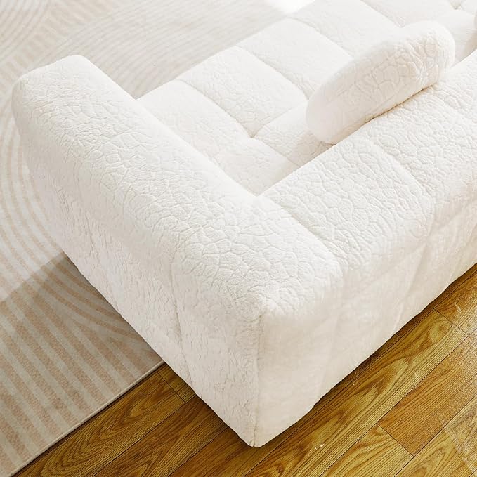2 Pieces Cloud Couch Set for Living Room 66.5-inch and 84.6-inch Modern Comfy Upholstered Deep Seat Faux Fur Boneless Sofa and Loveseat Set with 2 Pillows for Living Room Bedroom Office Beige
