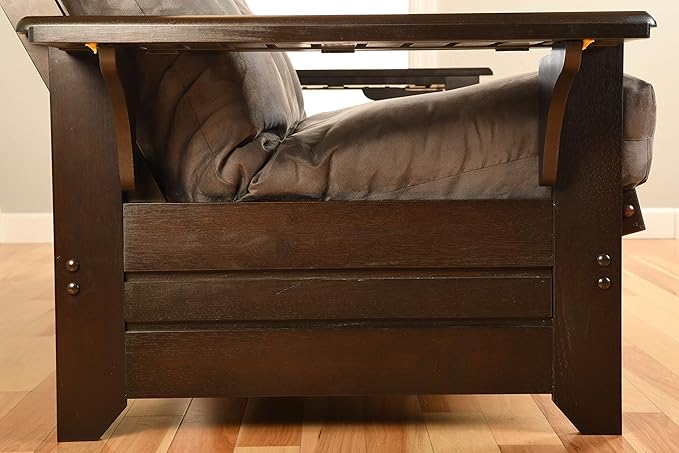 Kodiak Furniture Phoenix Full Size Futon In Espresso Finish With Storage Drawers Linen Cocoa