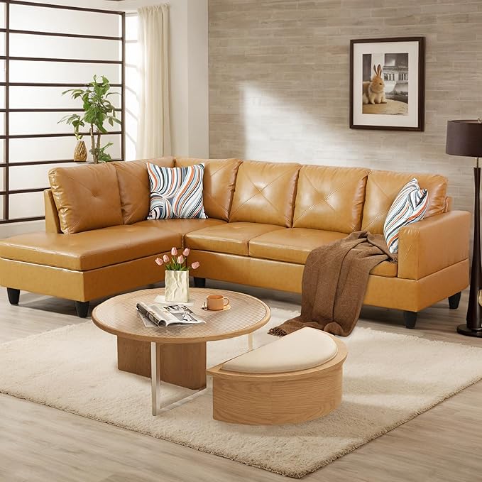 L-Shaped Combination Sofa Set Luxurious Synthetic Leather Living Room Sofa Suitable for Living Rooms Bedrooms Apartments and Offices