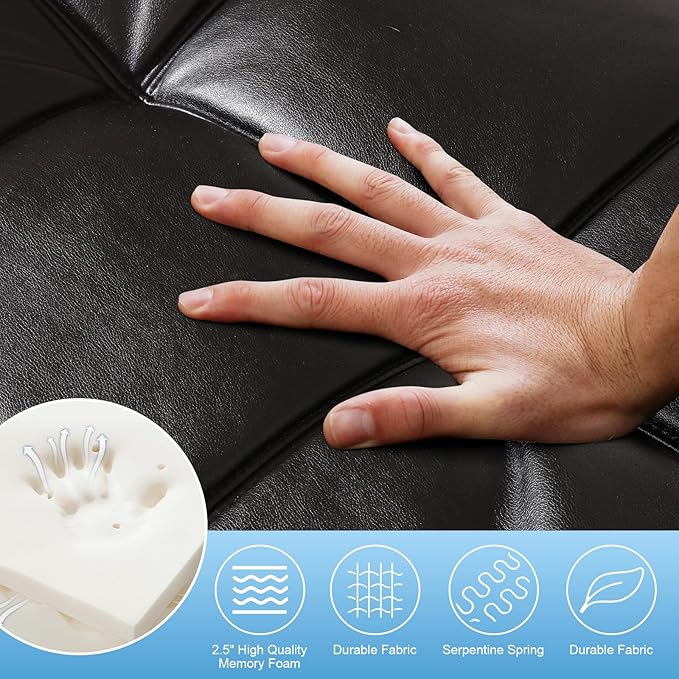 MUUEGM Futon Sofa Bed Couch Sofa Memory Foam Futon Sleeper Sofa Loveseat Convertible Couch Bed for Small Compact Spaces Apartment Black