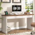 Vabches Farmhouse 59 Executive Simple Sturdy Computer DeskSpacious Workstation for Home Office Remote Work &amp StudyUnique White