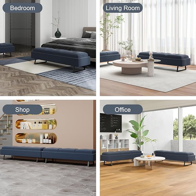 Kinfant Modern Futon Sofa Bed - Couch Bed with Soft Cushions for Living Room Bedroom and Small Space (Navy Blue 6-Seater)