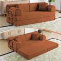78.8 Boneless Memory Foam Couch Corduroy Convertible Floor Sofa Bed Fold-Out Sleeper Futon Loveseat Wide Armrests &amp Supportive Back 1200 lb Couch in a Box 2 Pillows Orange