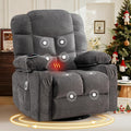 Oversized Massage Swivel Recliner Chair with Lumbar Heating 360° Swivel &amp Rocker 8-Point Vibration Massage USB Port &amp Cup Holders for Living Room Office Adult(Gray)