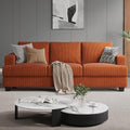 89 Inch Sofa with Extra Deep Seats Oversize 3 Seater Sofa for Living Room Modern Couch and Sofa Comfy Armrests and Seats and Backrests Easy Installation Corduroy Fabric Rust