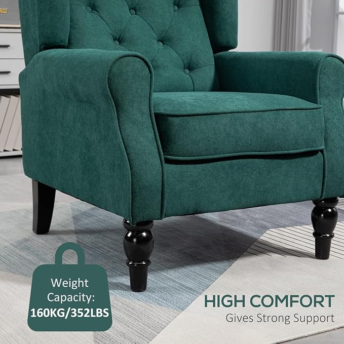 Button-Tufted Accent Chair: Dark Green XL Comfort &amp Modern Diamond-Tufted Design Perfect for Living Room Bedroom etc.