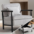 Grey Accent Chair with Storage for Living Room 24 W Mid Century Modern Chair with Cushion Upholstered Corduroy Reading Chair with Wooden Legs Comfy Arm Chairs(Grey)