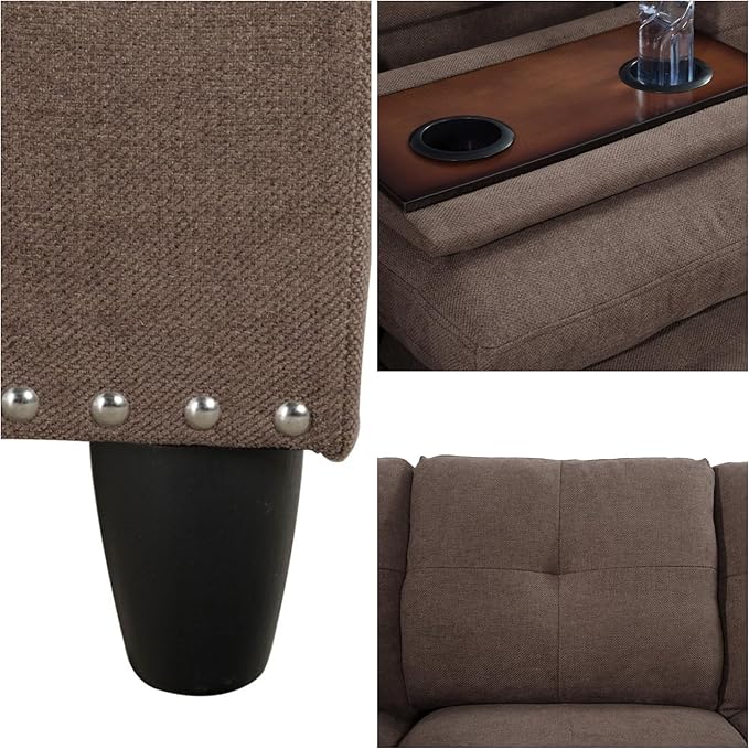 L-Shaped Sectional Sofa Modern Sectional Couches Home Sofas for Living Room with Movable Chaise Modular Living Room Sets Furniture for Apartment Bedroom &amp Office Brown