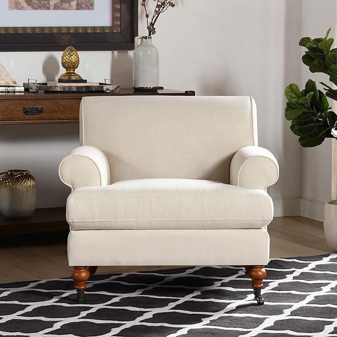 Jennifer Taylor Home Bliss 38 Lawson Living Room Accent Arm Chair with Metal Casters