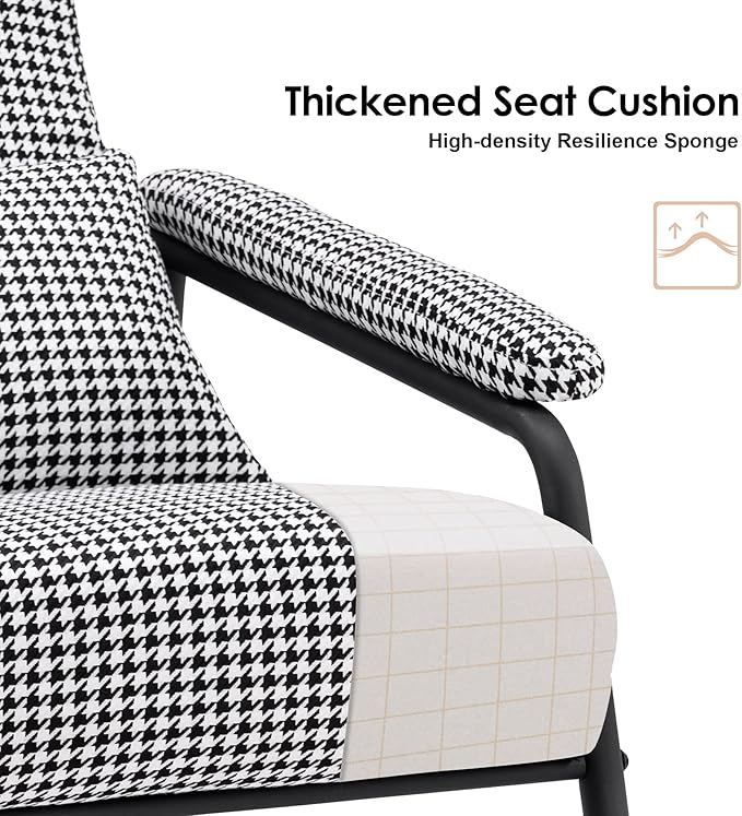 MCombo Modern Accent Chair with Ottoman Soft Fabric Club Armchair Upholstered Leisure Chair for Small Space Living Room &amp Bedroom 4123 (2)