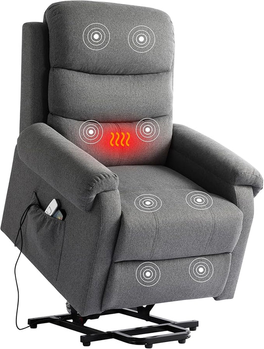 Power Lift Recliner Chair Recliners for Elderly with Heat and Massage Recliner Chair for Living Room with Infinite Position and Side Pocket USB Charge Port (Modern Grey)