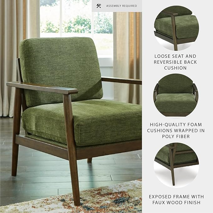 Signature Design by Ashley Bixler Mid-Century Modern Upholstered Showood Accent Chair Green