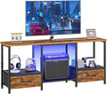 HOOBRO LED TV Stand with Storage LED Entertainment Center with Open Shelves and Drawer Fits TVs up to 55 Television Stand for Living Room Bedroom Rustic Brown and Black BF123DDS01G1