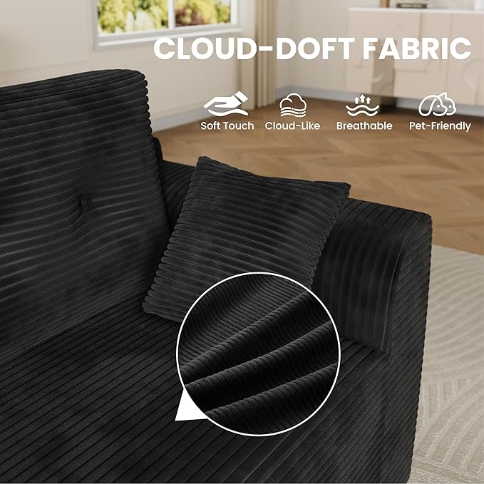 Modular Sectional Sofa with Deep Deat 105'' Cloud Couch Sectional with Oversized Chaise Soft Couch Sofa Bed for Living Room No Assembly Required