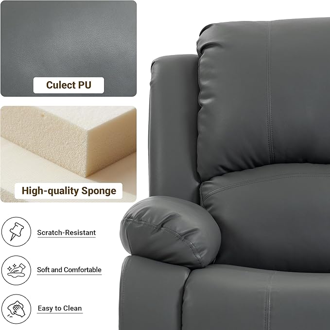 Manual Recliner Chair Lazy Boy Leather Recliner Perfect for Lounging in The Living Room Home Theater and Bedroom an Excellent Gift for Home