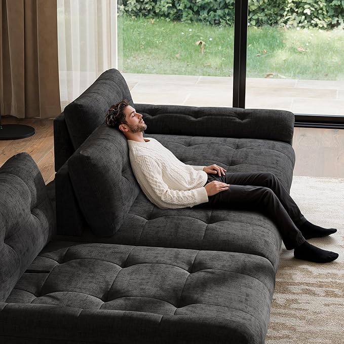 Oversized Sectional Couches for Living Room Modular Sectional Sofa with Storage &amp Adjustable Back Chenille Tufted Cloud Couch Deep Seat Loveseat Sofa 3 Seater Dark Gray