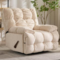 Dozzy Oversized Rocker Recliner ChairOverstuffed Rocking Chair with Breathable Velvety Fabric Soft Padded Headrest and Armrest Manual Recliner Extra Large Living Room Chair Up to 350 LBS White