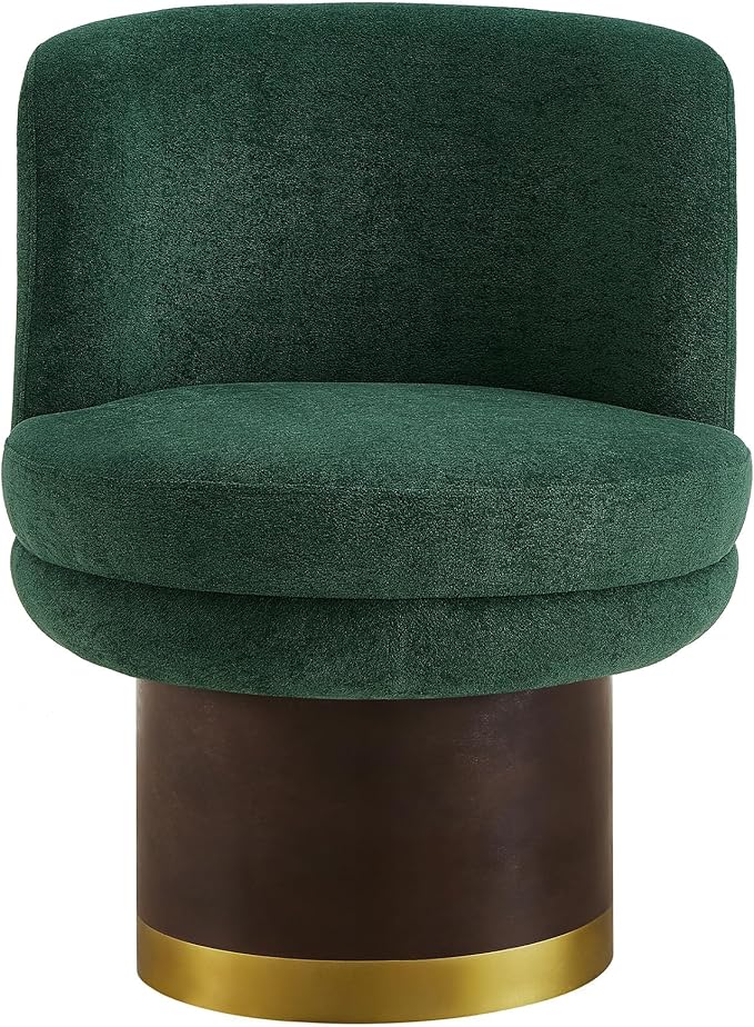 Christopher Knight Home Mirin Upholstered 360° Swivel Accent Chair Chenille Fabric Swivel Barrel Chair Modern Vanity Chair for Living Room Bedroom Green+Brown