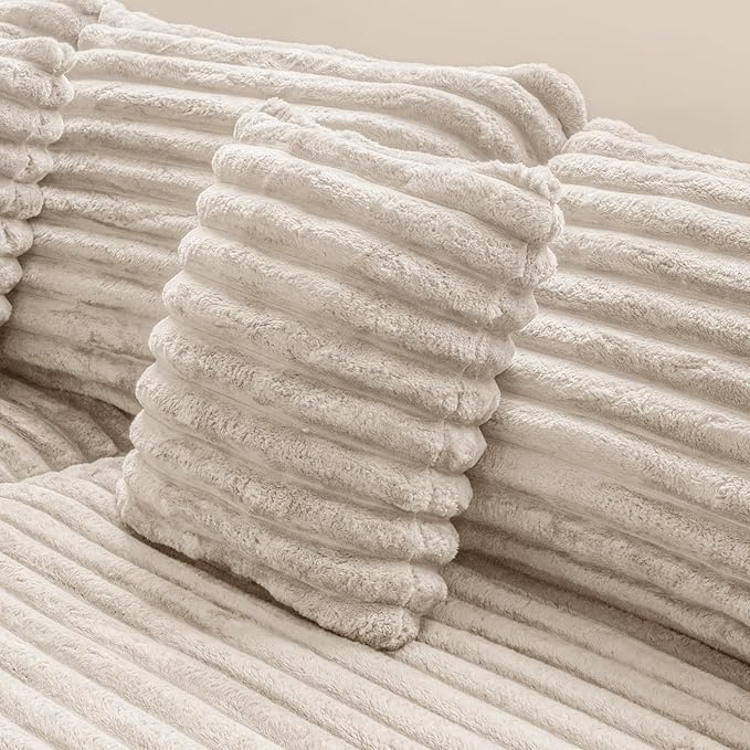 Sectional Couches for Living Room-Corduroy Couch Beige118 Cloud Sectional Couch with L-Shape Chaise Modern Modular Sofa Deep Seat Comfort No Assembly Required(Plush Corduroy Fabric)