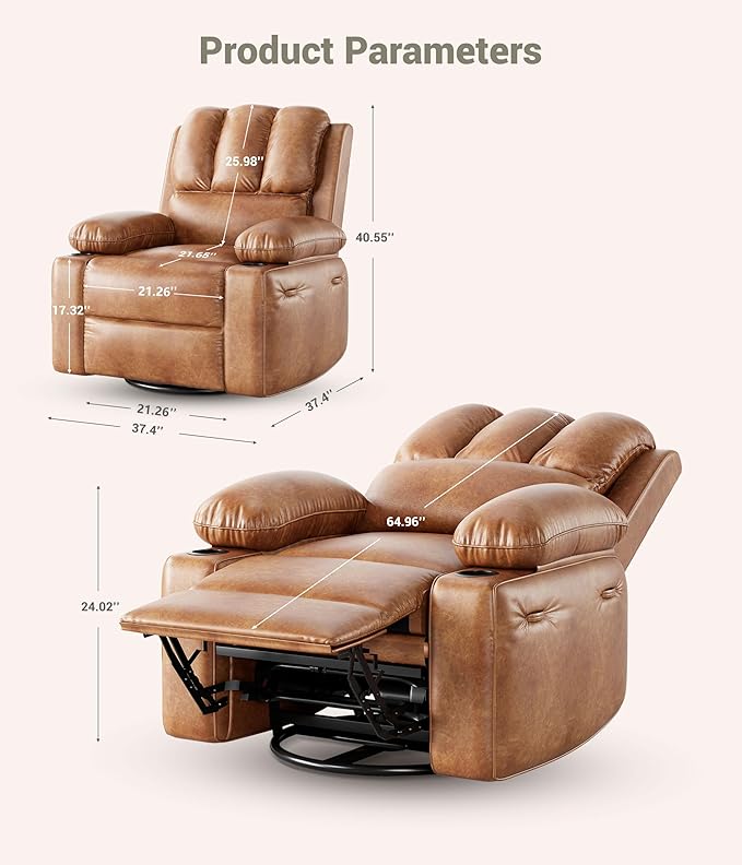 Electric Recliner Chair for Living Room 360° Swivel Electric Massage Recliner Chair with Massage &amp Heat USB Port Cup Holders Side Pocket Ergonomic Lounge Adults Nursery or Bedroom